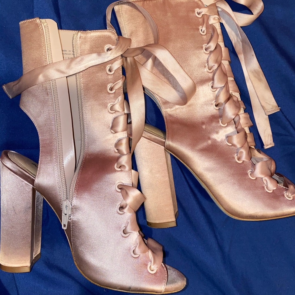 Lace up pink heels